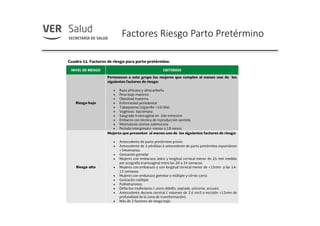 Factores Riesgo Parto Pretérmino
 