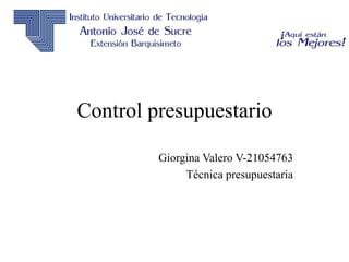 Control presupuestario
Giorgina Valero V-21054763
Técnica presupuestaria
 