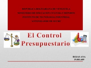 REPUBLICA BOLIVARIANA DE VENEZUELA
MINISTERIO DE EDUCACION CULTURA Y DEPORTE
INSTITUTO DE TECNOLOGIA INDUSTRIAL
¨ANTONIO JOSE DE SUCRE¨
ROJAS ANA
19.001.609
 