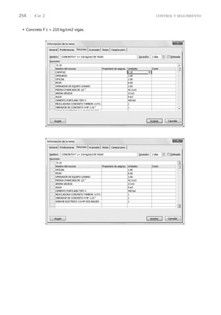 CONTROL Y SEGUIMIENTO
CAP. 2
254
 Concreto F´c = 210 kg/cm2 vigas.
 