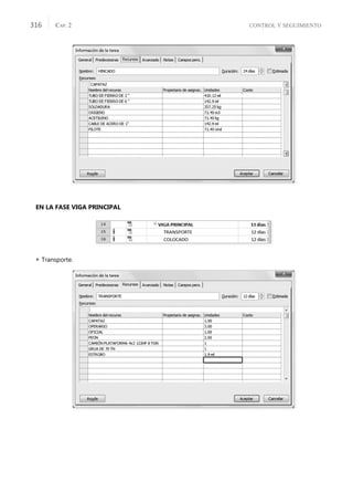 CONTROL Y SEGUIMIENTO
CAP. 2
316
EN LA FASE VIGA PRINCIPAL
 Transporte.
 