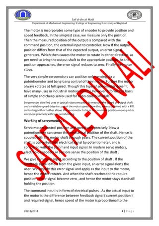 Control servo motors  