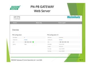 PROFINET Gateways © Control Specialists Ltd – June 2020 Page 13
PN-PB GATEWAY
Web Server
 