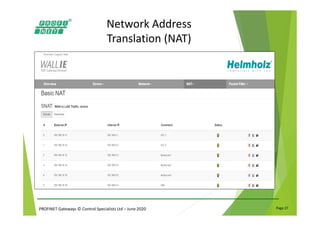 PROFINET Gateways © Control Specialists Ltd – June 2020 Page 27
Network Address
Translation (NAT)
 