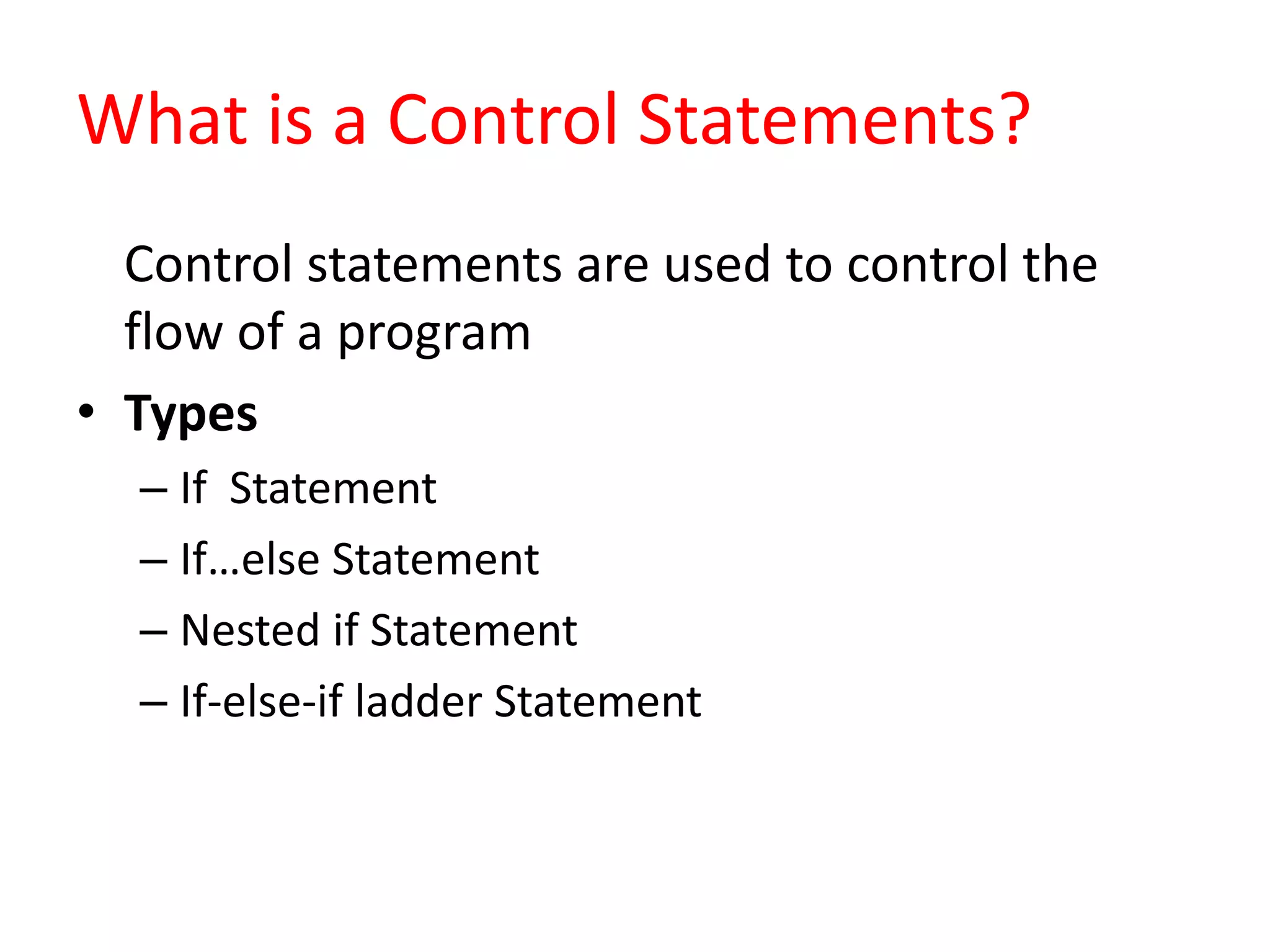 Control statements in java | PPTX | Programming Languages | Computing