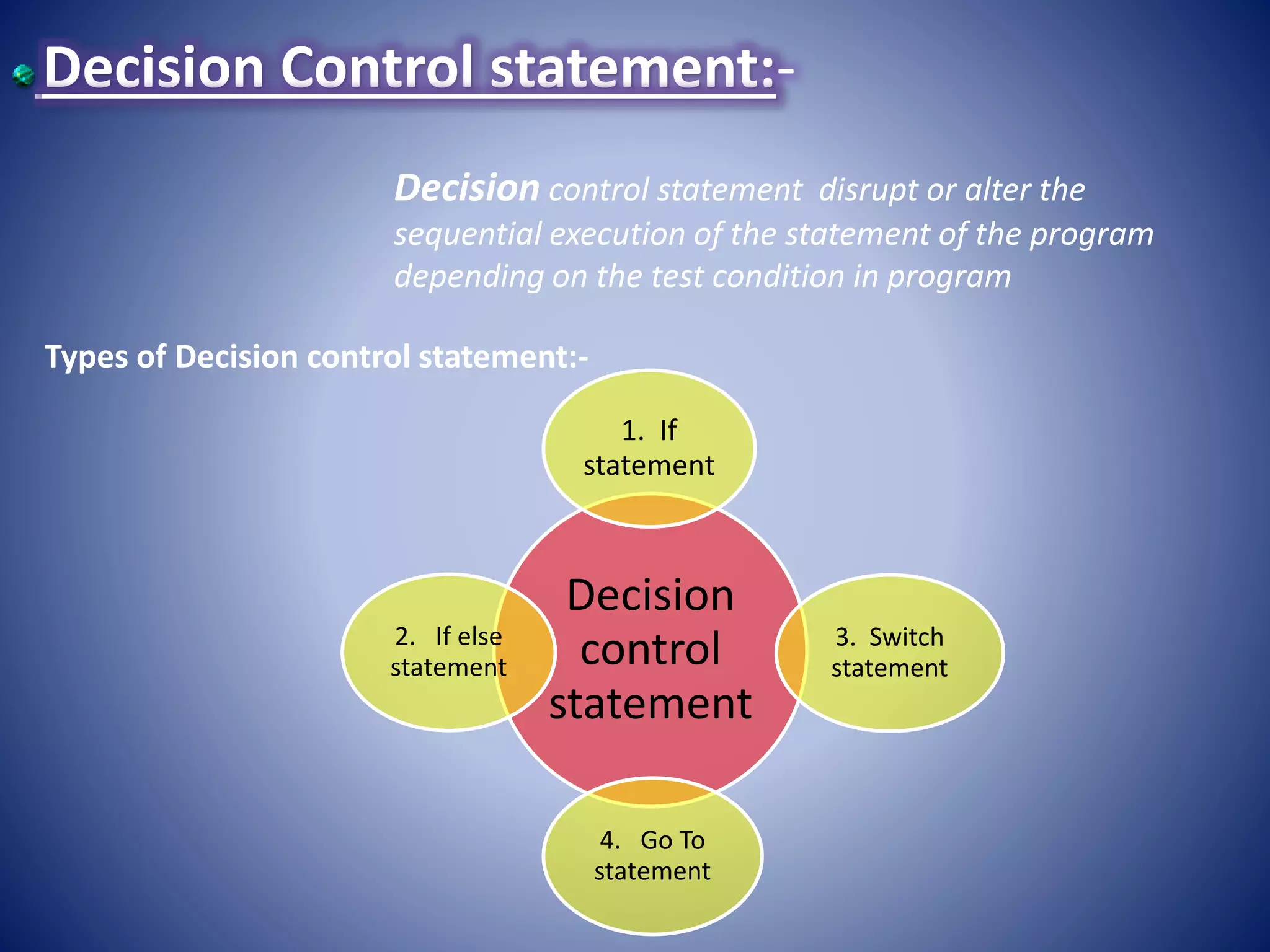 Control statements in c | PPTX | Programming Languages | Computing