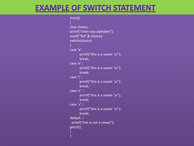 Control statements in c | PPTX | Programming Languages | Computing