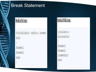 Break Statement
 