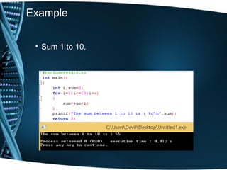 Example
• Sum 1 to 10.
 