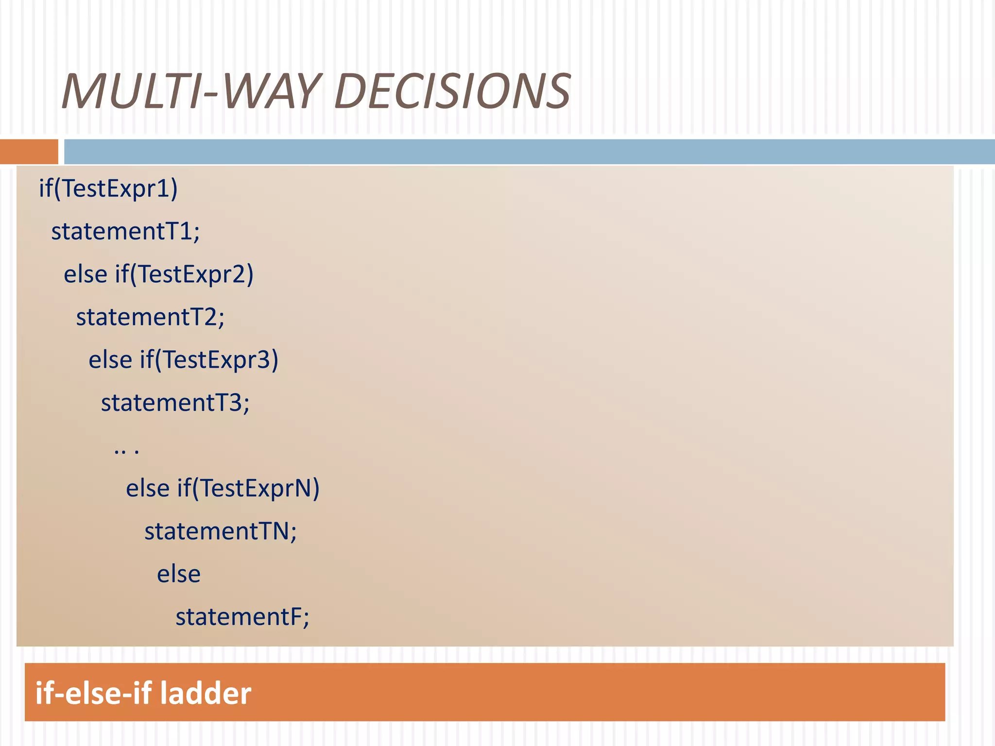 Control statments in c | PPT | Programming Languages | Computing