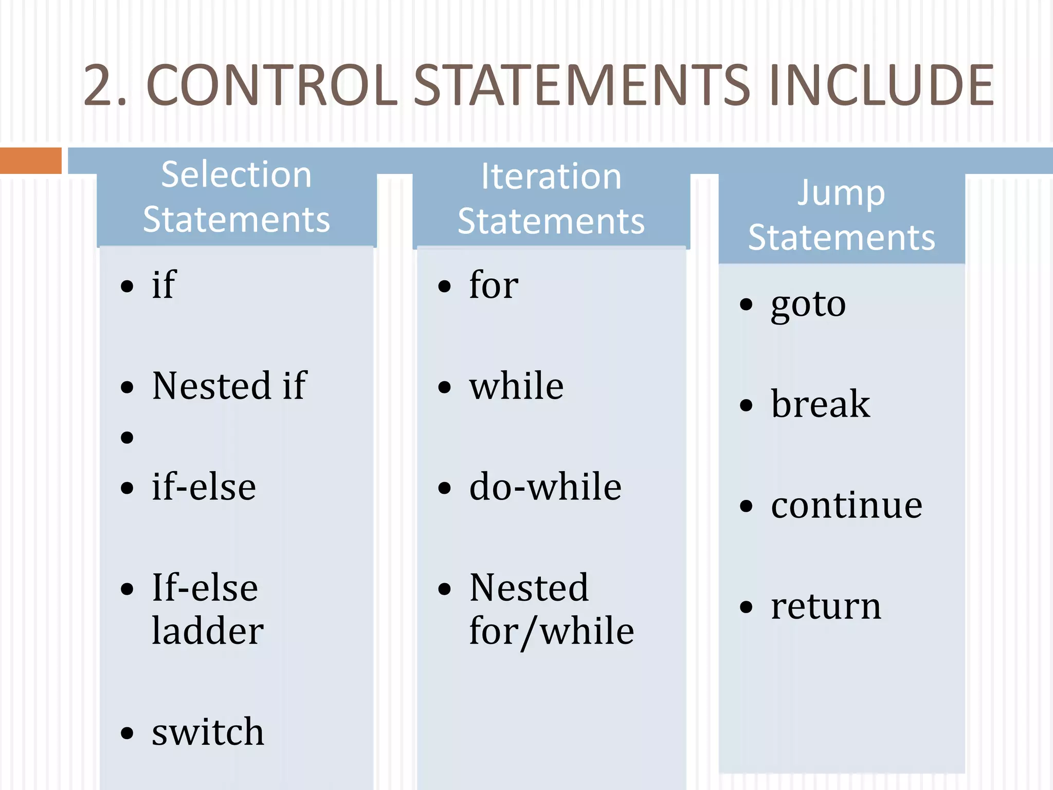 Control statments in c | PPT | Programming Languages | Computing