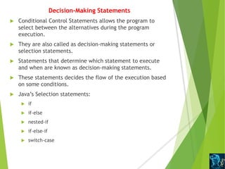 Control statements in java | PPTX | Programming Languages | Computing