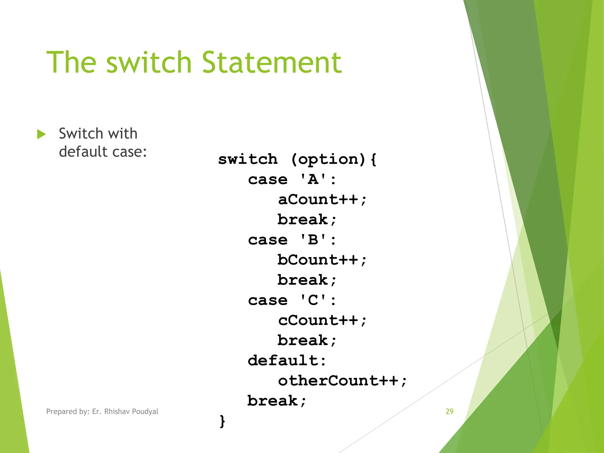 Control structure in c programming with examples ppt