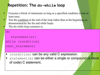 Control Structure in C-programming with examples | PPTX