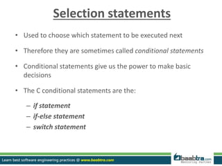 Control structures in C | PPTX | Programming Languages | Computing