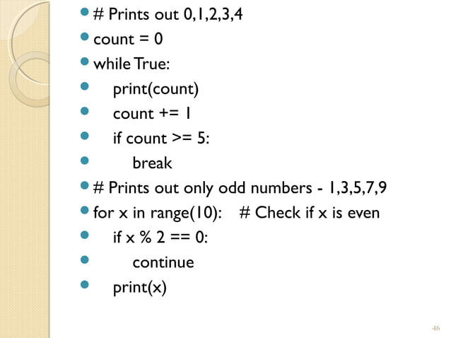 Python Control structures | PPT | Programming Languages | Computing