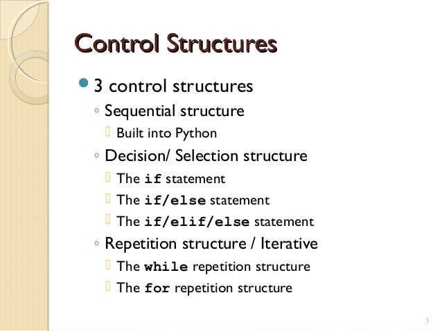 Python Control structures