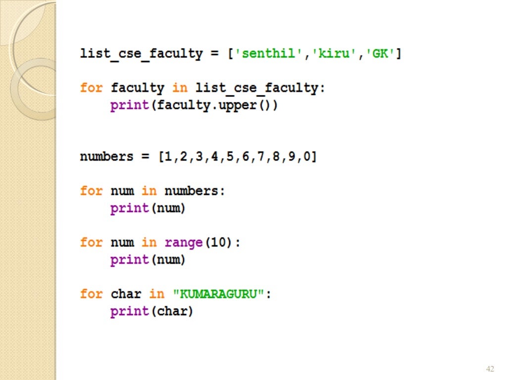 Python Control structures