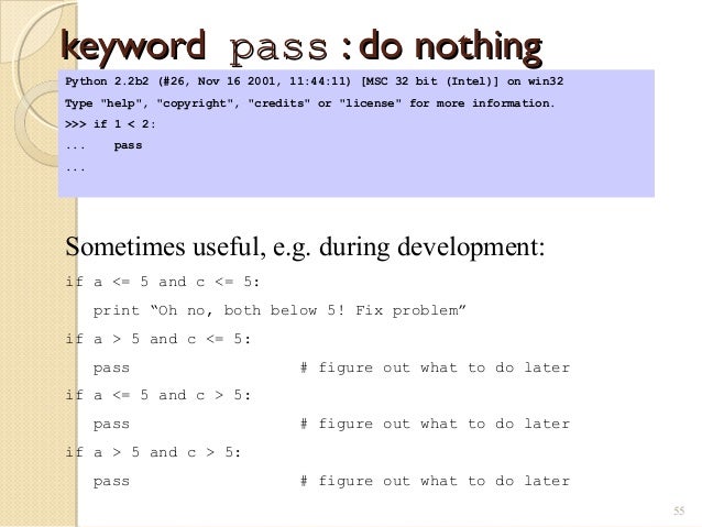 Python Control structures