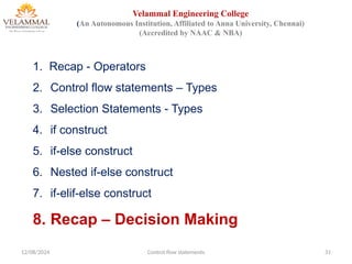 Control structures-Control flow statements | PPTX