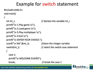 Control structures in c | PPTX