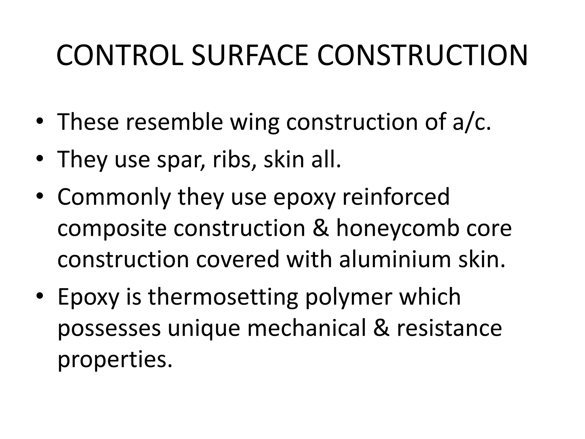 Macanical Ribs Mass, Aerodynamic balancing &control surface construction in aircraft ...
