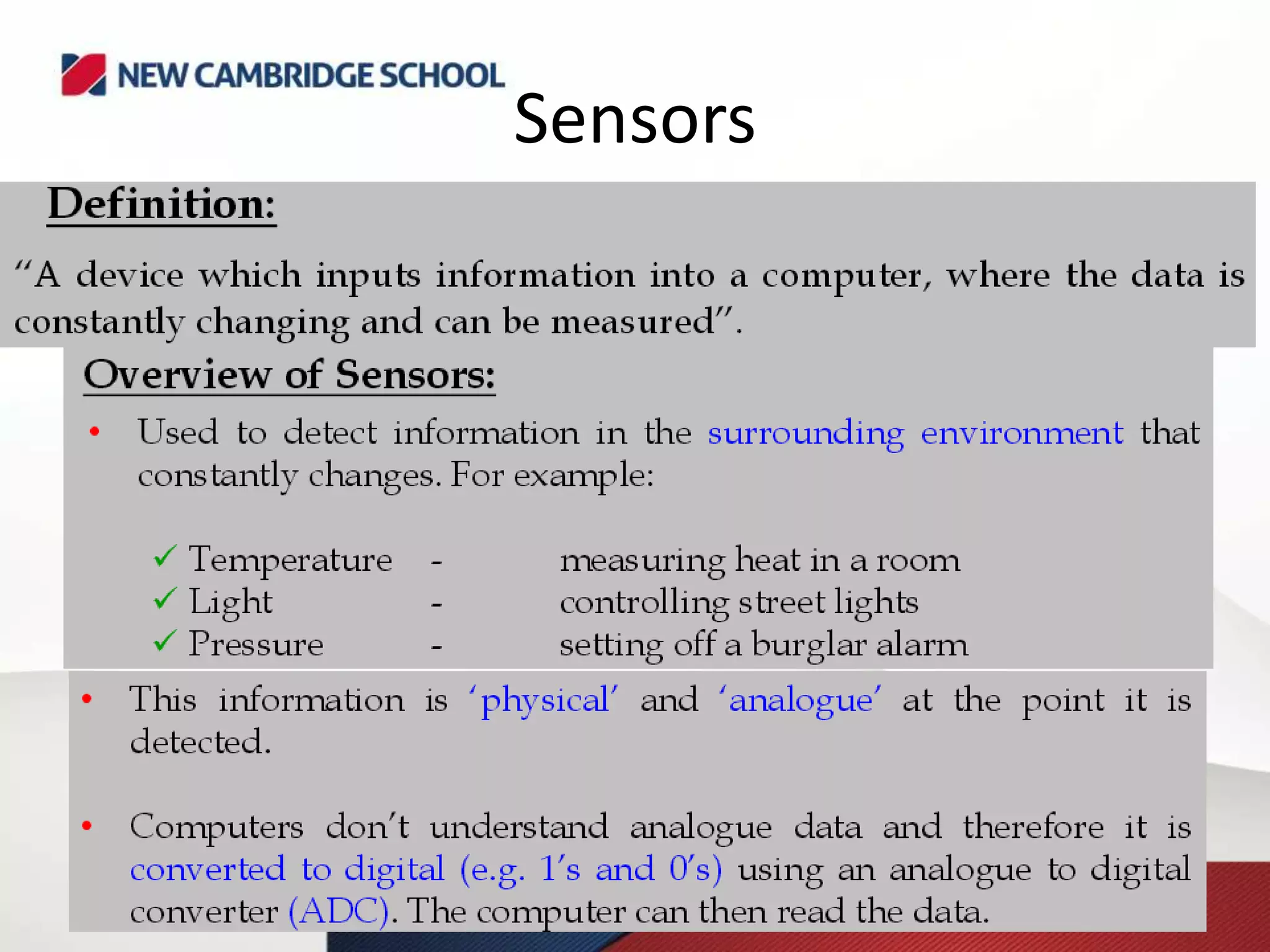 Sensors
 