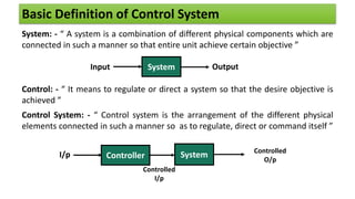 Control system basics, block diagram and signal flow graph | PPTX