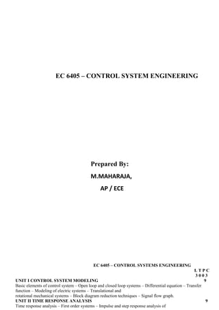 Control system note for 6th sem electrical | PDF