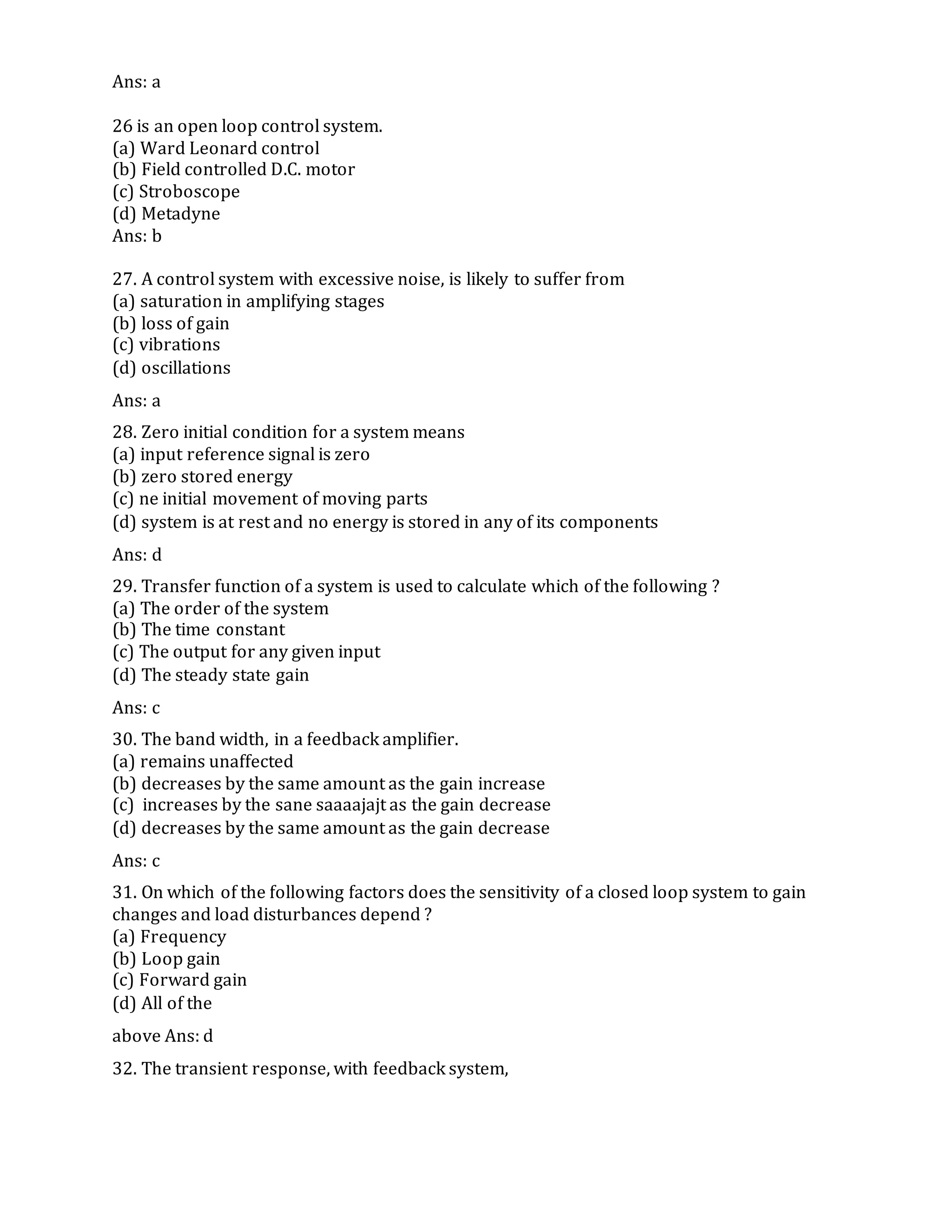 Control system objective type questions pdf