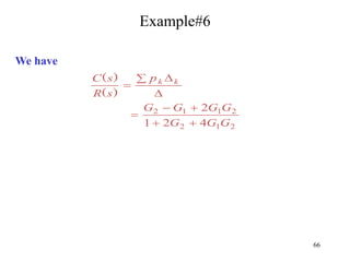 66
Example#6
We have
2
1
2
2
1
1
2
4
2
1
2
G
G
G
G
G
G
G
p
s
R
s
C k
k






 

)
(
)
(
 