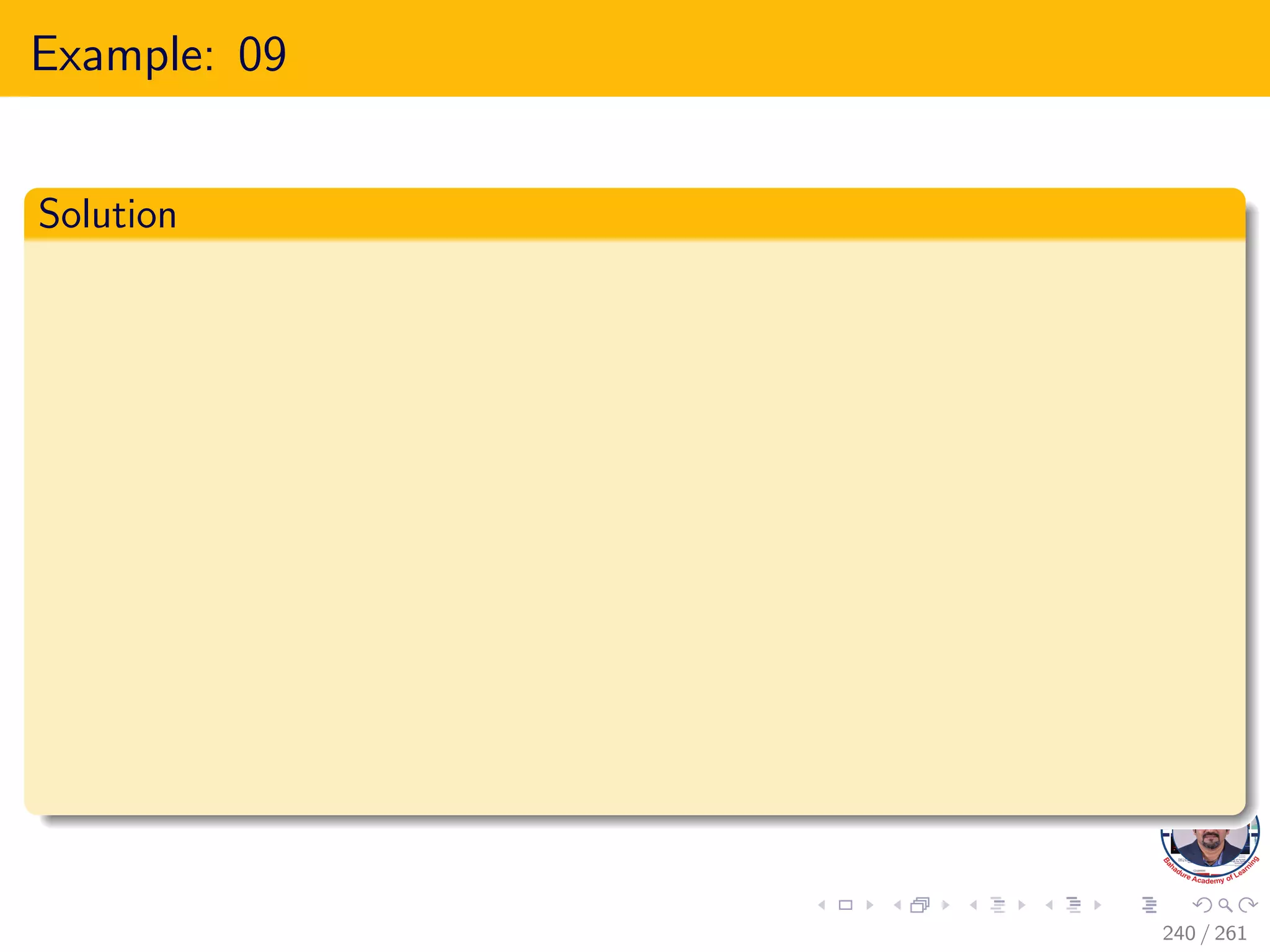 Example: 09
Solution
240 / 261
 