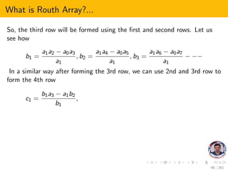 Ruth Array Control system stability routh hurwitz criterion | PDF