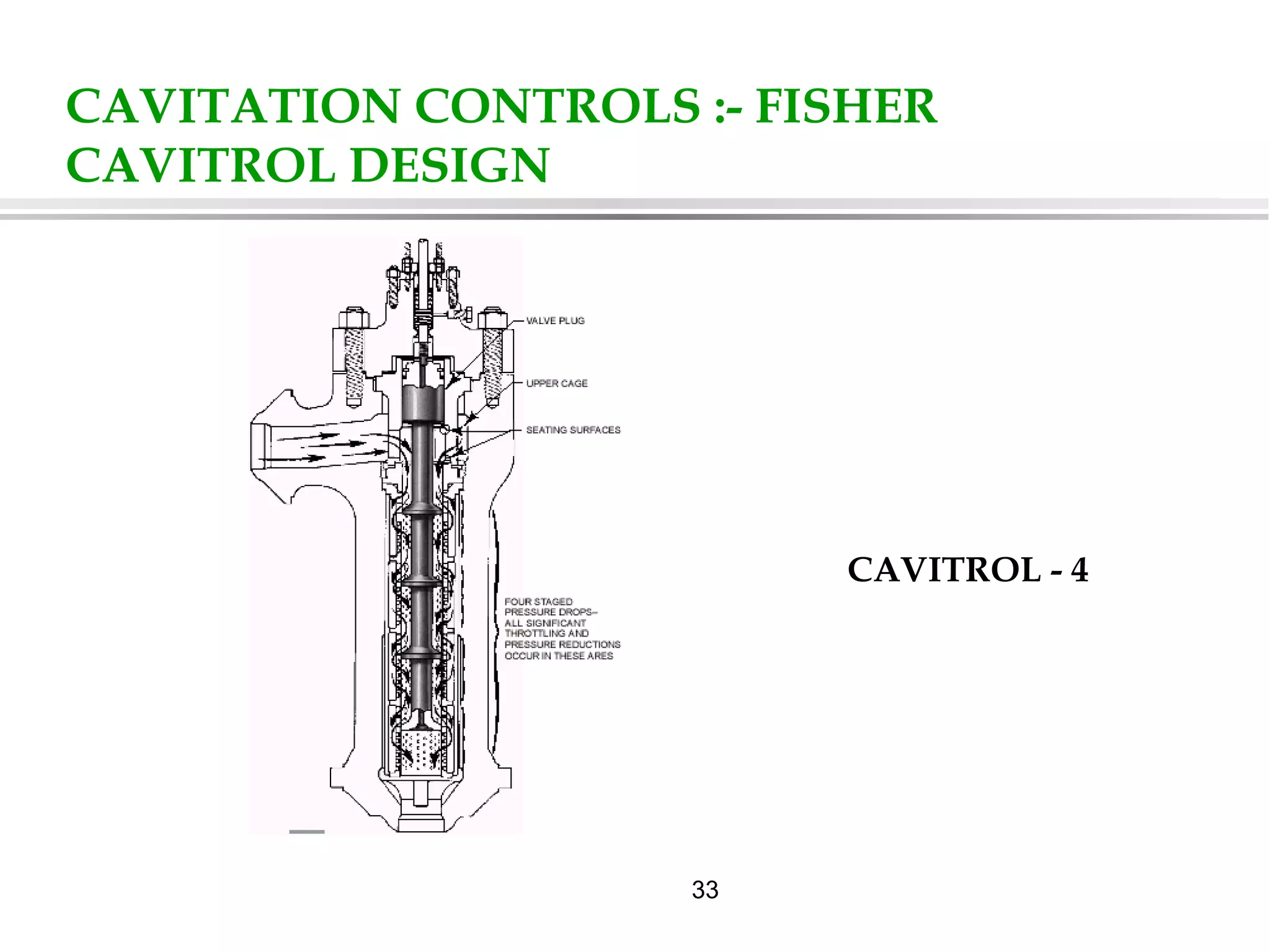 33
CAVITATION CONTROLS :- FISHER
CAVITROL DESIGN
CAVITROL - 4
 
