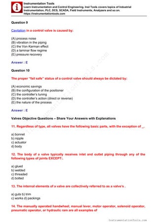 Control valves MCQ PDF