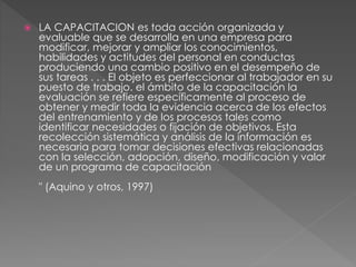 Control y evaluacion de la capacitacion | PPTX