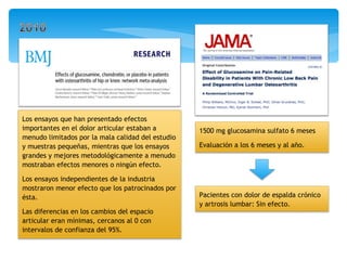 Los ensayos que han presentado efectos importantes en el dolor articular estaban a menudo limitados por la mala calidad de...