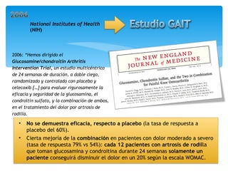 National Institutes of Health   ( NIH )  2006:  “ Hemos dirigido el  Glucosamine/chondroitin Arthritis Intervention Trial,...