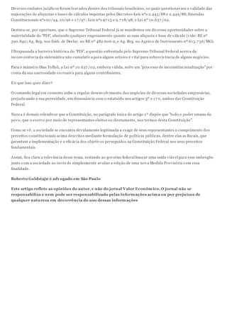 Controvérsias em torno do PIS