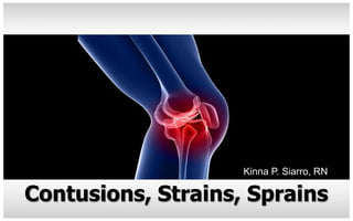 Kinna P. Siarro, RN

Contusions, Strains, Sprains
 