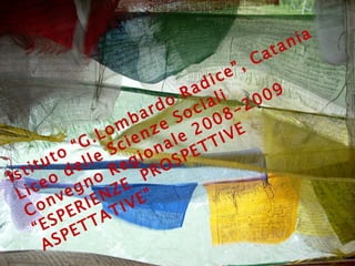 Istituto “G.Lombardo Radice”, Catania Liceo delle Scienze Sociali  Convegno Regionale 2008-2009 “ ESPERIENZE  PROSPETTIVE  ASPETTATIVE”  