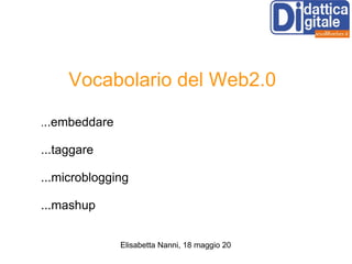 Vocabolario del Web2.0 . ..embeddare ...taggare ...microblogging ...mashup 