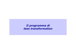 Il programma di
lean transformation
Il programma di
lean transformation
 