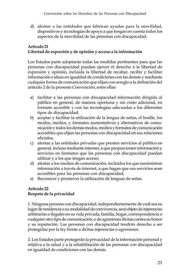 Convencion sobre los derechos humanos de las personas con discapacidad ...