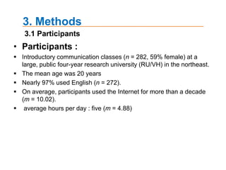 3. MethodsCATPAC, a self-organizing artificial neural network analysis program (Woelfel, 1993, 1998)Semantic analysis is a form of social network analysis used to identify the structure of concepts or symbols in a set of answers on open questions