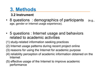 3. MethodsParticipants :Introductory communication classes (n = 282, 59% female) at a large, public four-year research university (RU/VH) in the northeast. 