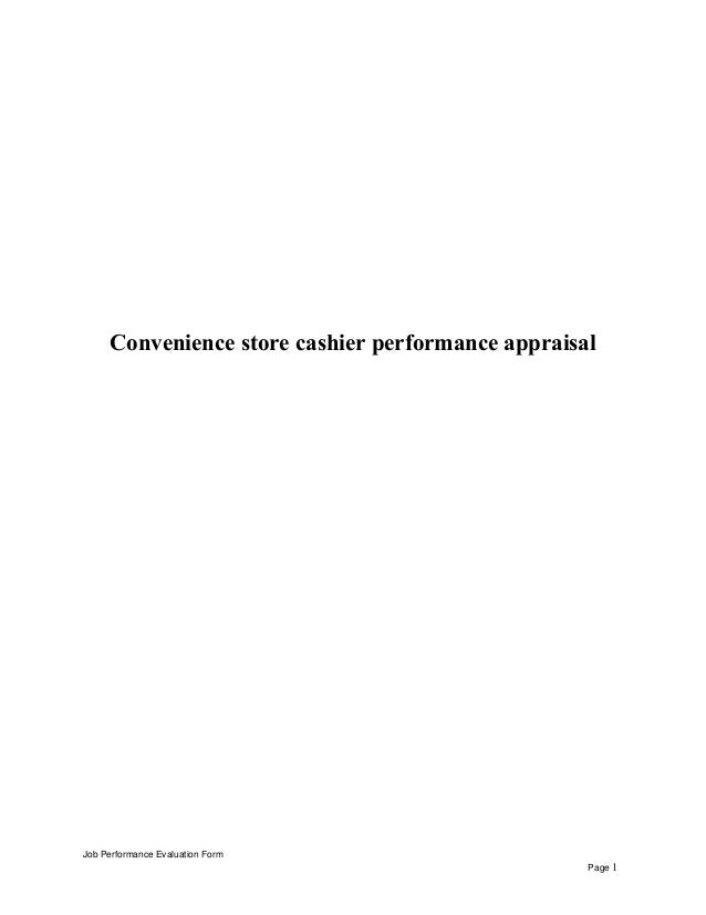 convenience store cashier performance appraisal convenience store cashier job description