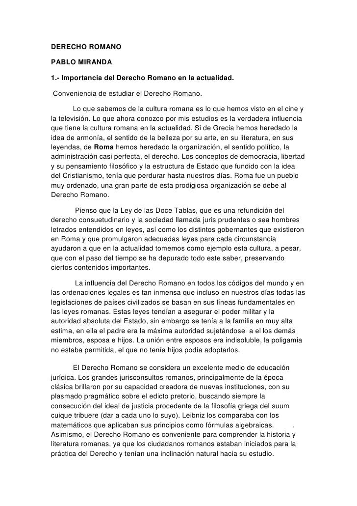 Conveniencia Del Derecho Romano