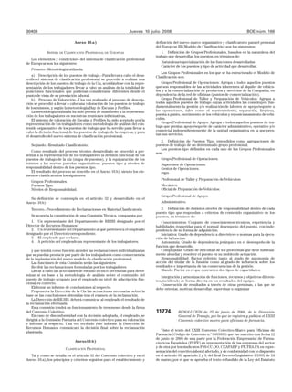 30408                                                            Jueves 10 julio 2008                                                   BOE núm. 166

                              Anexo 10.a)                                     definición del nuevo marco organizativo y clasificatorio para el personal
                                                                              del Europcar IB (Modelo de Clasificación) son los siguientes:
             SISTEMA DE CLASIFICACIÓN PROFESIONAL DE EUROPCAR                    1. Definición de Grupos Profesionales, basados en la naturaleza del
                                                                              trabajo que desarrollan los puestos, en términos de:
   Los elementos y condiciones del sistema de clasificación profesional
de Europcar son los siguientes:                                                  Naturaleza/especialización de las funciones desarrolladas
                                                                                 Carácter de los puestos y tipo de actividad que desarrollan.
   Primero.–Metodología utilizada.
                                                                                 Los Grupos Profesionales en los que se ha estructurado el Modelo de
    a) Descripción de los puestos de trabajo.–Para llevar a cabo el desa-     Clasificación son:
rrollo el sistema de clasificación profesional se procedió a realizar una
descripción de los puestos de trabajo de la Cía, acordándose con la repre-       Grupo Profesional de Operaciones: Agrupa a todos aquellos puestos
sentación de los trabajadores llevar a cabo un análisis de la totalidad de    que son responsables de las actividades inherentes al alquiler de vehícu-
posiciones funcionales que pudieran considerarse diferentes desde el          los y a la comercialización de productos y servicios de la Compañía, en
punto de vista de su prestación laboral.                                      dependencia de la red de oficinas (puntos de comercialización).
    b) Proceso de Valoración.–Una vez realizado el proceso de descrip-           Grupo Profesional de Taller y Preparación de Vehículos: Agrupa a
ción se procedió a llevar a cabo una valoración de los puestos de trabajo     todos aquellos puestos de trabajo cuyas actividades las constituyen fun-
de los mismos, y según la metodología Hay de Escalas y Perfiles.              damentalmente la gestión y/o realización de labores de apoyo/soporte a
    La metodología utilizada ha sido puesta de manifiesto a la representa-    las operaciones, tales como el mantenimiento, reparación, limpieza,
ción de los trabajadores en sucesivas reuniones informativas,                 puesta a punto, movimiento de los vehículos y reposicionamiento de vehí-
    El sistema de valoración de Escalas y Perfiles ha sido aceptado por la    culos.
representación de los trabajadores como metodología de análisis del con-         Grupo Profesional de Apoyo: Agrupa a todos aquellos puestos de tra-
tenido organizativo de los puestos de trabajo que ha servido para llevar a    bajo que prestan apoyo/soporte de carácter administrativo, operativo y/o
cabo la división funcional de los puestos de trabajo de la empresa, y para    comercial independientemente de la unidad organizativa en la que pres-
                                                                              tan sus servicios.
el desarrollo del nuevo sistema de clasificación profesional.
                                                                                 2. Definición de Puestos Tipo, entendidos como agrupaciones de
   Segundo.–Resultado Clasificatorio.                                         puestos de trabajo de un determinado grupo profesional.
                                                                                 Los puestos tipo definidos en cada uno de los Grupos Profesionales
   Como resultado del proceso técnico desarrollado se procedió a pre-         son:
sentar a la representación de los trabajadores la división funcional de los
puestos de trabajo de la cía (mapa de puestos), y la equiparación de los         Grupo Profesional de Operaciones:
mismos a las nuevas parcelas organizativas: puestos tipo y niveles de            Supervisor de Operaciones.
responsabilidad dentro de los puestos tipo.                                      Gestor de Operaciones.
   El resultado del proceso se describe en el Anexo 10.b), siendo los ele-       rupo
mentos clasificatorios los siguientes:
                                                                                 Profesional de Taller y Preparación de Vehículos:
   Grupos Profesionales.
   Puestos Tipo.                                                                 Mecánico.
   Niveles de Responsabilidad.                                                   Oficial de Preparación de Vehículos.
                                                                                 Grupo Profesional de Apoyo:
  Su definición se contempla en el artículo 32 y desarrollado en el
Anexo 10.b)                                                                      Administrativo.

   Tercero.–Procedimiento de Reclamaciones en Materia Clasificatoria             3. Definición de distintos niveles de responsabilidad dentro de cada
                                                                              puesto tipo que respondan a criterios de contenido organizativo de los
   Se acuerda la constitución de una Comisión Técnica, compuesta por:         puestos, en términos de:
   1. Un representante del Departamento de RRHH designado por el                 Conocimientos: Conjunto de conocimientos técnicos, experiencia y
Director de Recursos Humanos                                                  habilidades requeridas para el normal desempeño del puesto, con inde-
   2. Un representante del Departamento al que pertenezca el empleado         pendencia de su forma de adquisición.
designado por el Director correspondiente.                                       Iniciativa: Grado de dependencia a directrices o normas para la ejecu-
   3. El empleado que reclame.                                                ción de la función.
   4. A petición del empleado un representante de los trabajadores.              Autonomía: Grado de dependencia jerárquica en el desempeño de la
                                                                              función que desarrolle.
    y que tendrá como función atender las reclamaciones individualizadas         Complejidad: Grado de dificultad de los problemas que debe habitual-
que se puedan producir por parte de los trabajadores como consecuencia        mente abordar y resolver el puesto en su ámbito de actuación.
de la implantación del nuevo modelo de clasificación profesional.                Responsabilidad: Factor referido tanto al grado de autonomía de
    Las funciones de esta Comisión serán las siguientes:                      acción del titular de la función como al grado de influencia sobre los
    Recibir las reclamaciones formuladas por los trabajadores.                resultados e importancia de las consecuencias de la gestión.
    Llevar a cabo las actividades de estudio técnico necesarias para deter-      Mando: Factor en el que concurren dos tipos de capacidades:
minar si en base a la metodología de análisis sobre el contenido del              Integración y armonización de funciones, recursos y objetivos diferen-
puesto de trabajo ocupado por el empleado su nivel de adscripción fun-        tes, incidiendo de forma directa en los resultados del equipo.
cional es correcto.                                                               Consecución de resultados a través de otras personas, a las que se
    Elaborar un informe de conclusiones al respecto.                          debe orientar, motivar, desarrollar, supervisar u organizar
    Proponer a la Dirección de la Cía las actuaciones necesarias sobre la
base de las conclusiones obtenidas tras el examen de la reclamación.
    La Dirección de RR.HH. deberá comunicar al empleado el resultado de
la reclamación efectuada.
    Esta comisión tendrá un funcionamiento de tres meses desde la firma
del Convenio Colectivo.                                                       11774         RESOLUCIÓN de 25 de junio de 2008, de la Dirección
    En caso de disconformidad con la decisión adoptada, el empleado, se                     General de Trabajo, por la que se registra y publica el XXIII
dirigirá a la Comisión Paritaria del Convenio colectivo para su valoración                  Convenio colectivo marco para oficinas de farmacia.
e informe al respecto. Una vez recibido éste informe la Dirección de
Recursos Humanos comunicará la decisión final sobre la reclamación
planteada.                                                                       Visto el texto del XXIII Convenio Colectivo Marco para Oficinas de
                                                                              Farmacia (Código de Convenio n.º 9903895) que fue suscrito con fecha 12
                                                                              de junio de 2008 de una parte por la Federación Empresarial de Farma-
                              Anexo10.b)                                      céuticos Españoles (FEFE) en representación de las empresas del sector
                        CLASIFICACIÓN PROFESIONAL                             y de otra por los sindicatos FSS-CC.OO, CEAFAEF y FE.TRA.FA en repre-
                                                                              sentación del colectivo laboral afectado, y de conformidad con lo dispuesto
  Tal y como se detalla en el artículo 32 del Convenio colectivo y en el      en el artículo 90, apartado 2 y 3, del Real Decreto Legislativo 1/1995, de 24
Anexo 10.a), los principios y criterios seguidos para el establecimiento y    de marzo, por el que se aprueba el texto refundido de la Ley del Estatuto
 