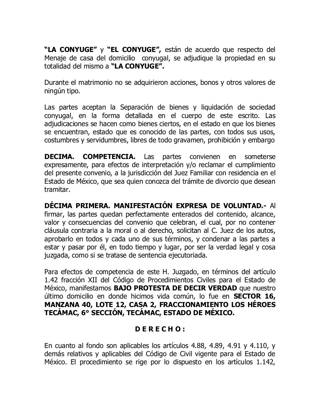 Convenio de divorcio 1